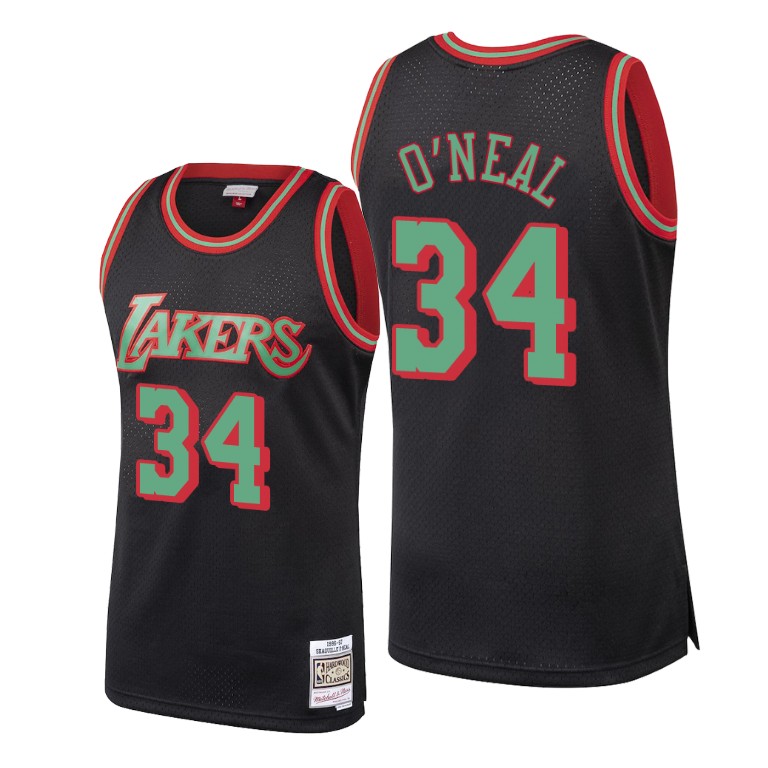 Men's Los Angeles Lakers Shaquille O'Neal #34 NBA s 2018 Christmas Hardwood Classics Black Basketball Jersey WCZ2483DU